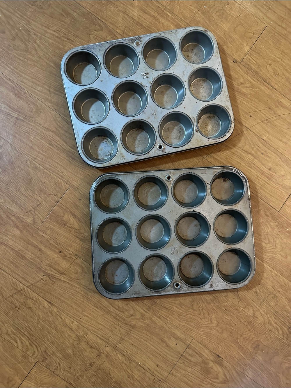 Vintage EKCO T-120 12-Cup Muffin Tins — Set of 2 — Made in USA